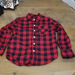 Boys Red & Black Button Down